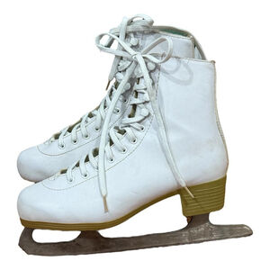 Dominion Esprit Figure Ice Skates Size 6 Adult White AGS 9.5 Blades Toe Picks